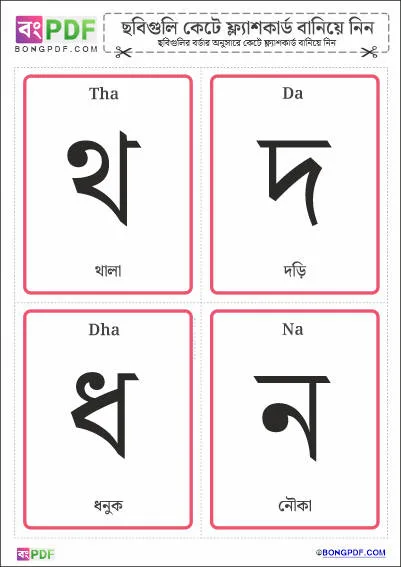Simple Bengali Consonants Flashcards PDF