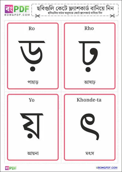 Bengali Consonants PDF Flashcards Download