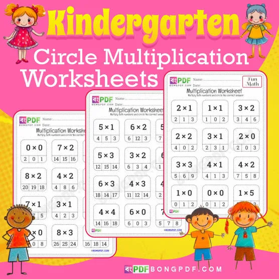 Kindergarten Circle Answer Multiplication Worksheets