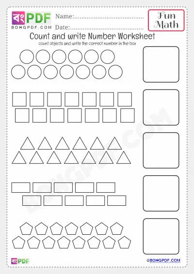 Free Kindergarten Number Counting Worksheet