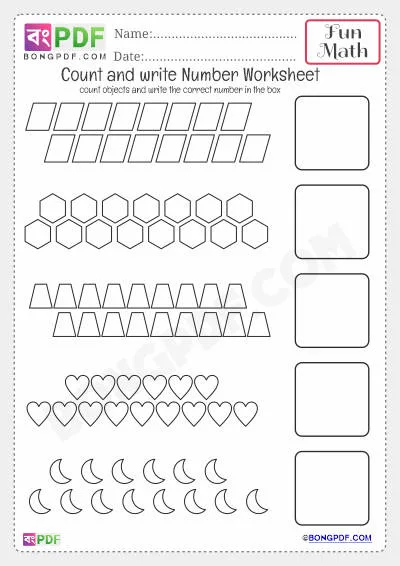 Free Kindergarten Number Counting Worksheet PDF