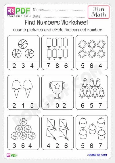 Kindergarten Circle Correct Number PDF Worksheet Download