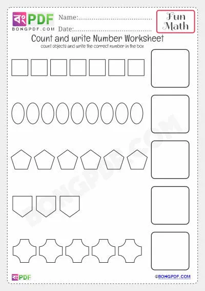 Kindergarten Number Counting PDF Worksheet