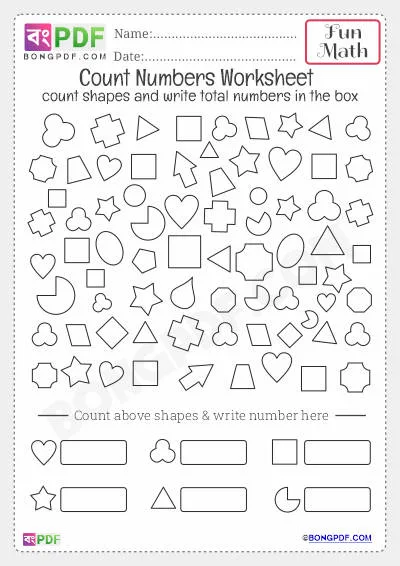 Kindergarten Shapes Counting Worksheet