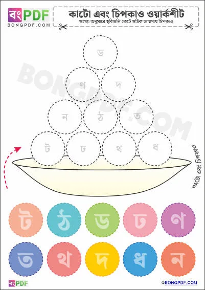 Cut and Paste Pictures Bengali Alphabets Worksheet PDF Download