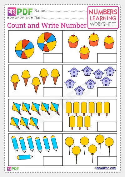 Best English Numbers Counting Pictures PDF Worksheet Download