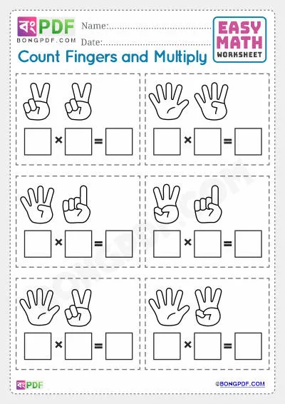 Best Fingers Multiplication English PDF Worksheet Download