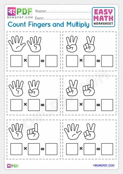 Fingers Multiplication English Worksheet PDF - BongPDF - Bengali Worksheets