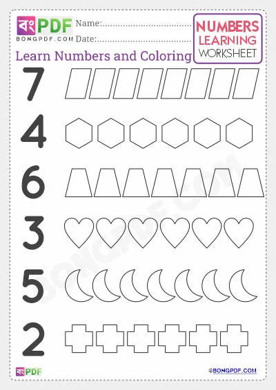 Best Preschool English Numbers Learning PDF Worksheet Download