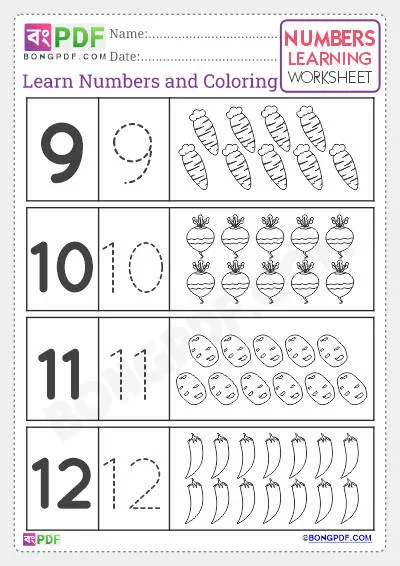 Preschool English Numbers Learning Worksheets - BongPDF