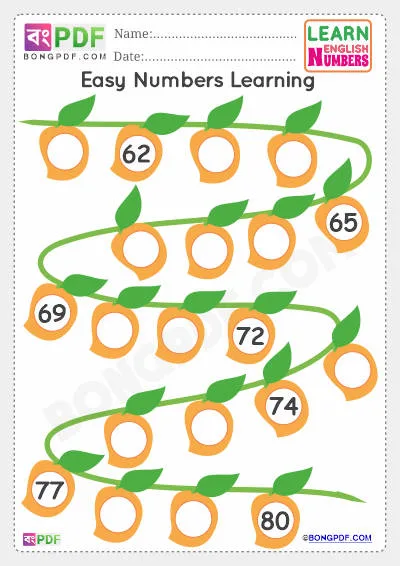 Free Preschool Write Missing English Numbers Worksheet