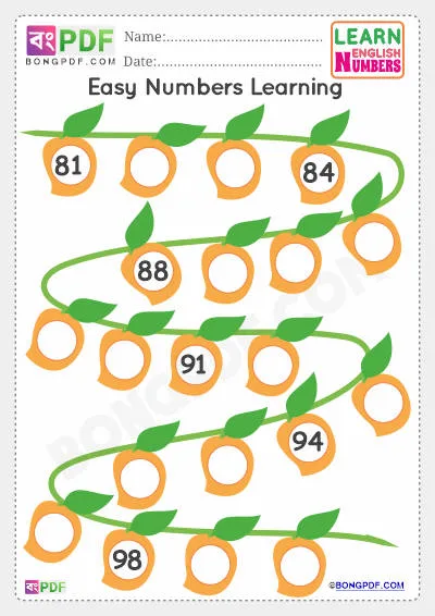 Free Preschool Write Missing English Numbers Worksheet PDF